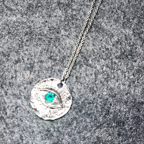 Express Jewelry - Dainty Silver Evil Eye Necklace